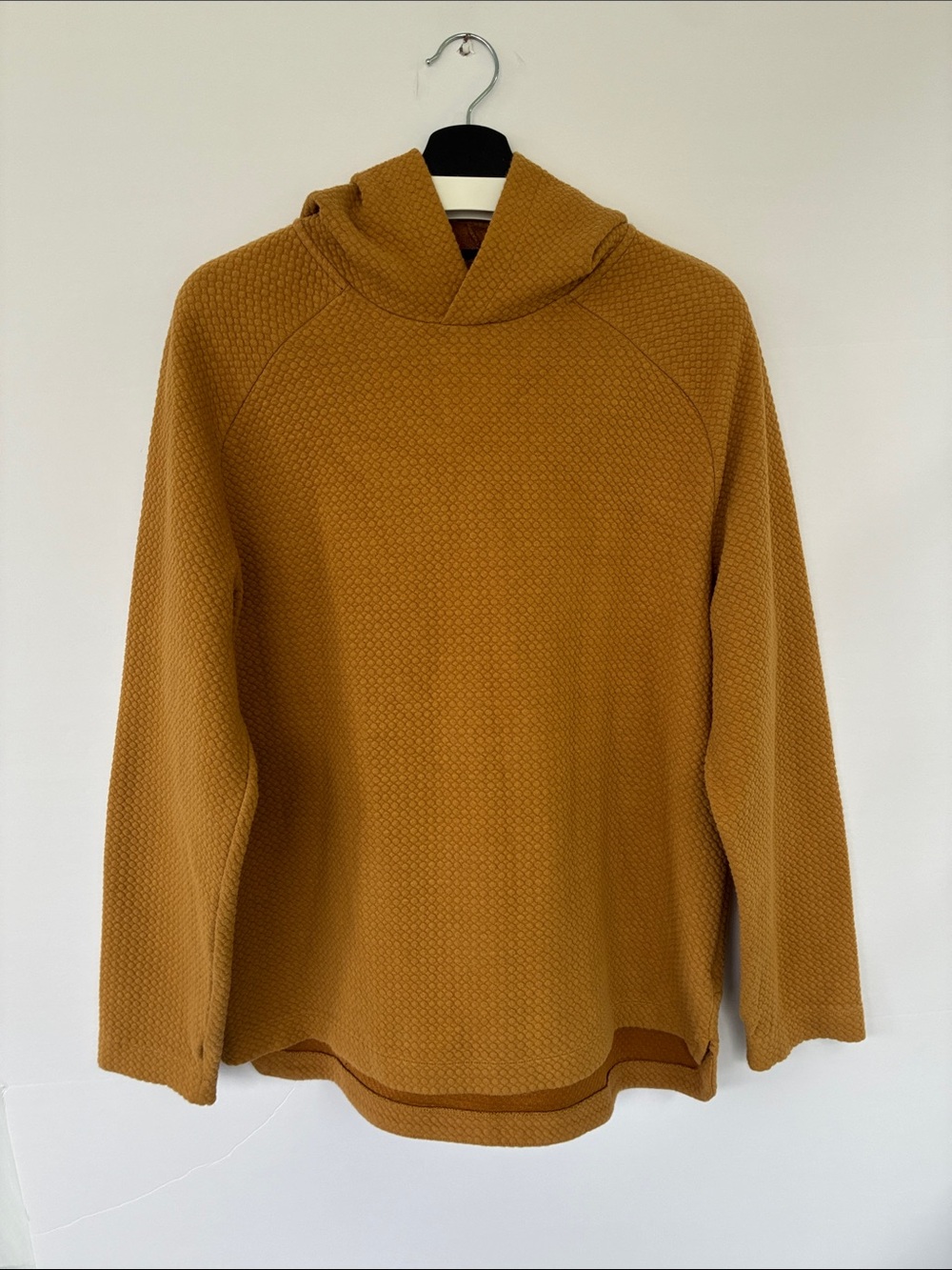 FLX Urban Commuter Textured Waffle Knit Crossover Hoodie Mustard Gold Large